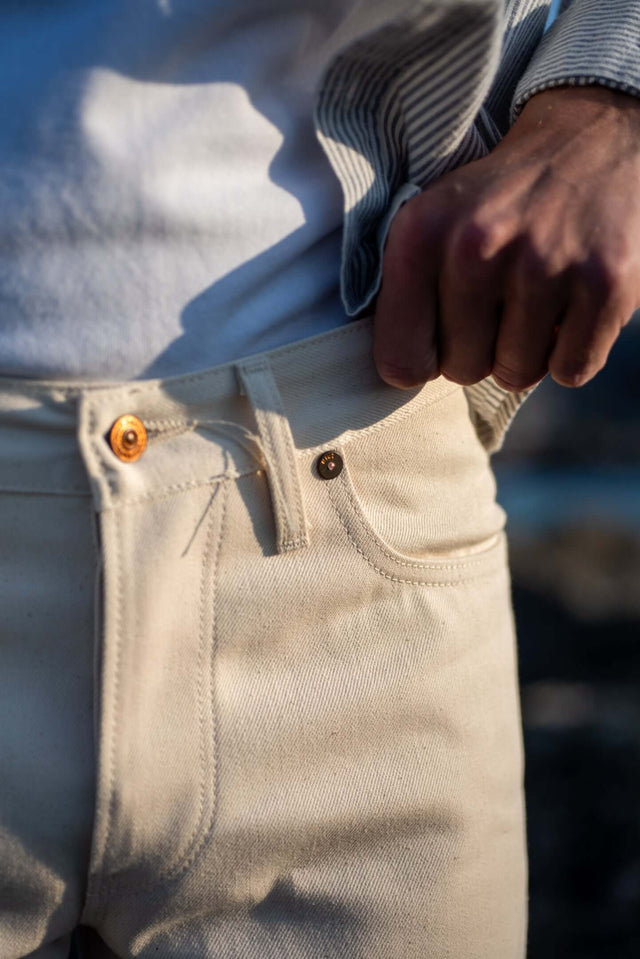 The SlimR - Slim Tapered -  Ecru Denim.